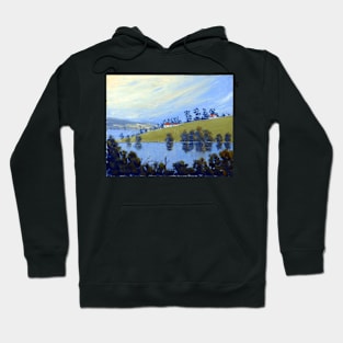 Farm on Tinderbox Bay Tasmania - Oil Hoodie